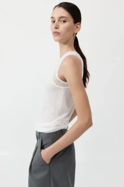 St. Agni Semi Sheer Double Layer Tank - White