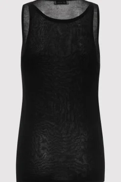 St. Agni Semi Sheer Double Layer Tank - Black