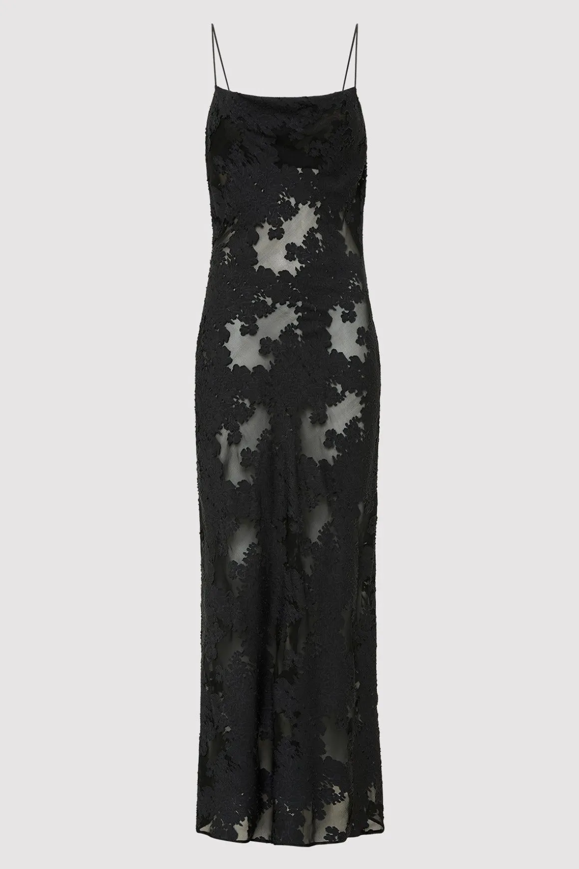 St. Agni Semi Sheer Floral Dress - Black