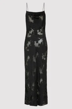 St. Agni Semi Sheer Floral Dress - Black
