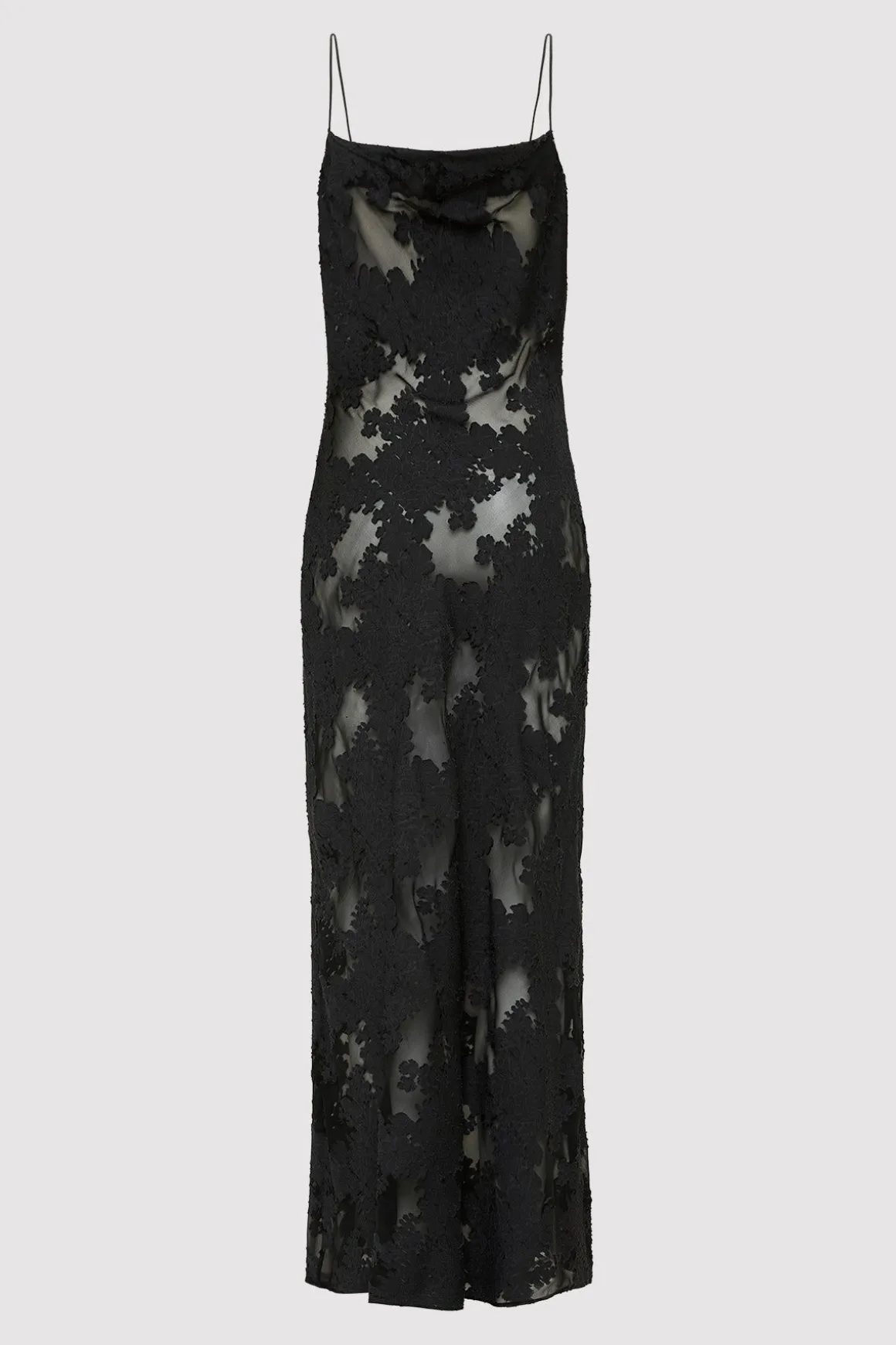 St. Agni Semi Sheer Floral Dress - Black