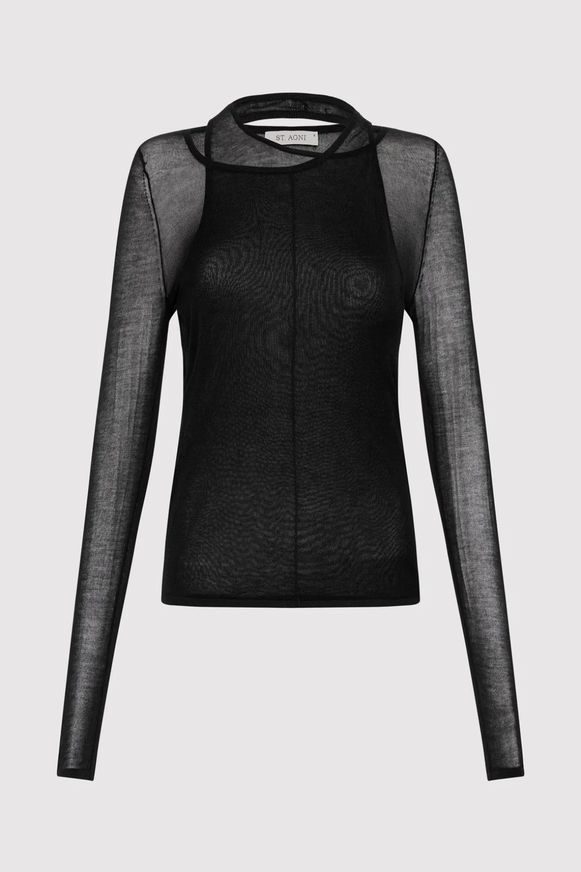 St. Agni Semi Sheer Loop Top - Black