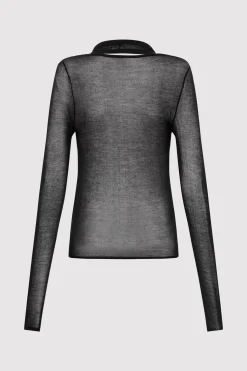 St. Agni Semi Sheer Loop Top - Black