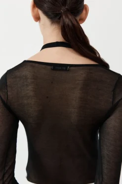 St. Agni Semi Sheer Loop Top - Black