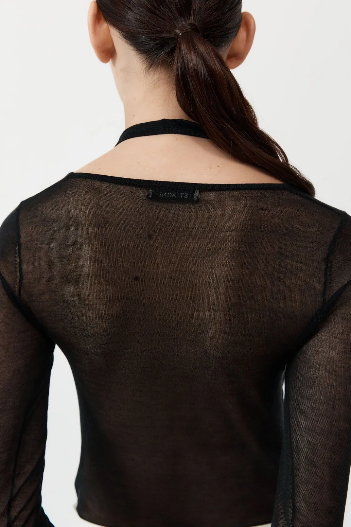 St. Agni Semi Sheer Loop Top - Black
