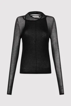St. Agni Semi Sheer Loop Top - Black
