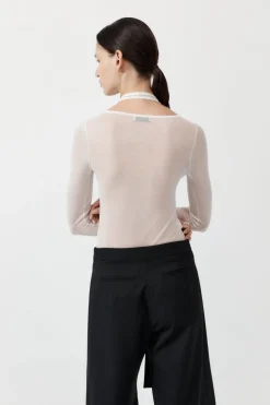 St. Agni Semi Sheer Loop Top - White