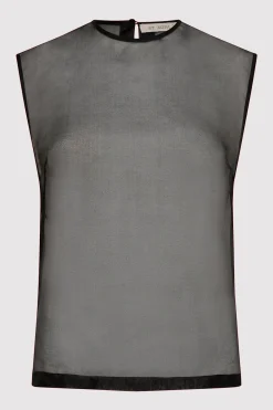 St. Agni Sheer Organza Top - Black