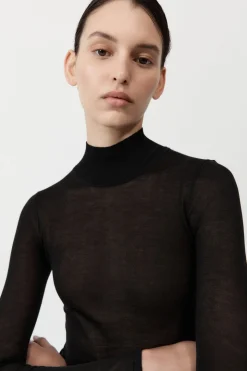 St. Agni Sheer Ruched Dress - Black