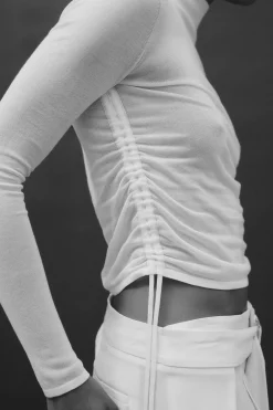 St. Agni Sheer Ruched Top - White