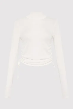 St. Agni Sheer Ruched Top - White