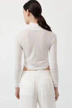 St. Agni Sheer Ruched Top - White
