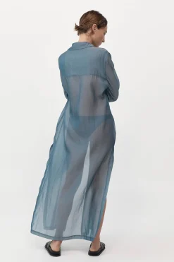 St. Agni Sheer Shirt Dress - Slate
