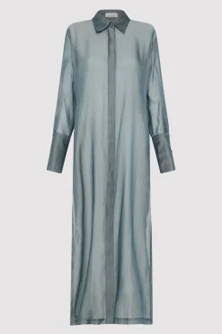 St. Agni Sheer Shirt Dress - Slate