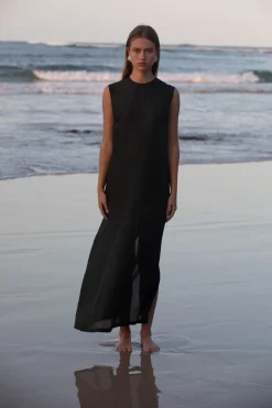 St. Agni Sheer Silk Gauze Dress - Soot