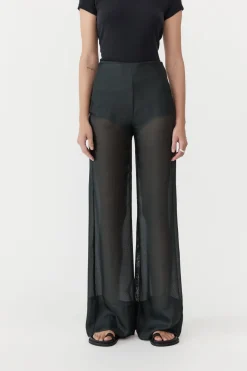 St. Agni Sheer Silk Gauze Pants - Soot