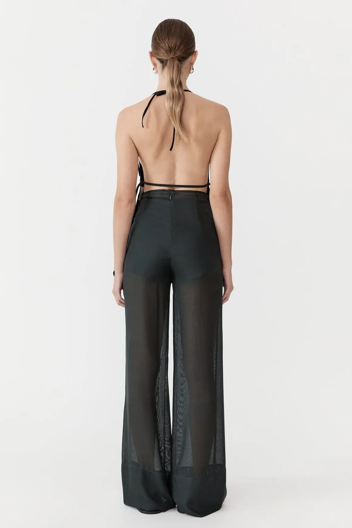 St. Agni Sheer Silk Gauze Pants - Soot