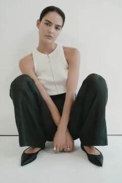 St. Agni Sheer Silk Gauze Pants - Soot
