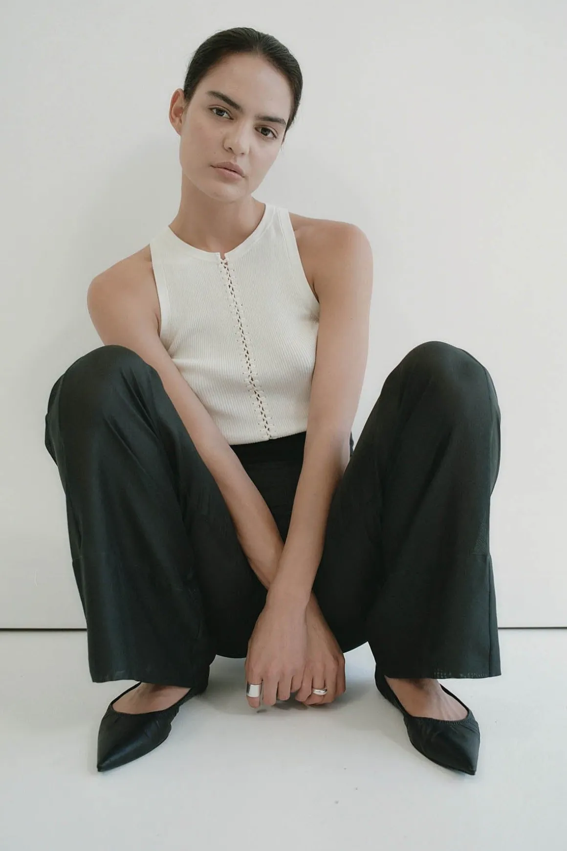 St. Agni Sheer Silk Gauze Pants - Soot