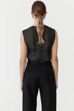 St. Agni Sheer Silk Gauze Top - Soot
