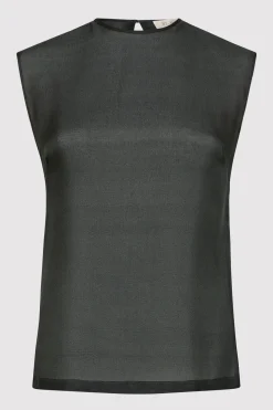 St. Agni Sheer Silk Gauze Top - Soot