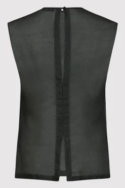 St. Agni Sheer Silk Gauze Top - Soot