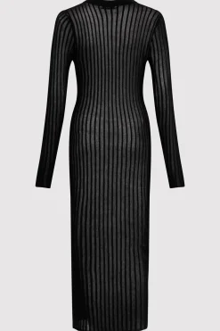 St. Agni Sheer Stripe Dress - Black