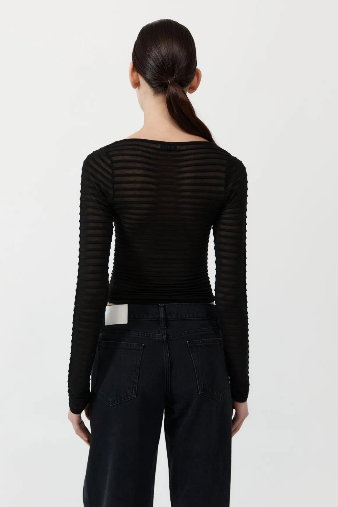 St. Agni Sheer Stripe Top - Black