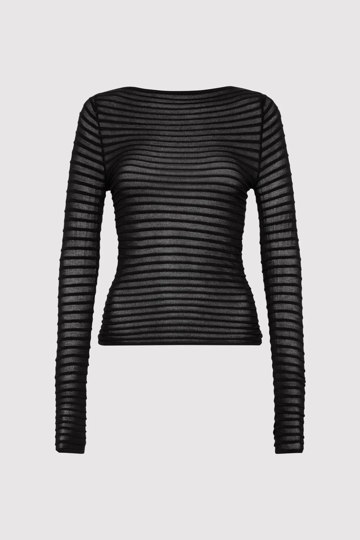 St. Agni Sheer Stripe Top - Black