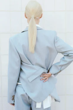 St. Agni Single Button Tailored Blazer - Stone Blue