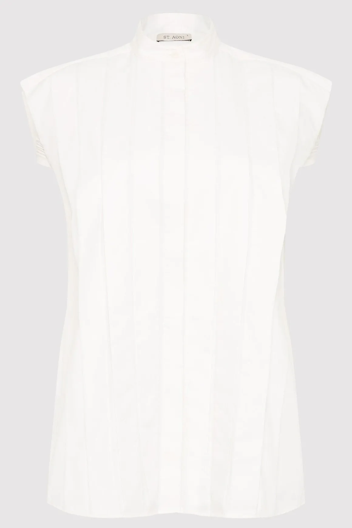 St. Agni Sleeveless Tuck Detail Shirt - White