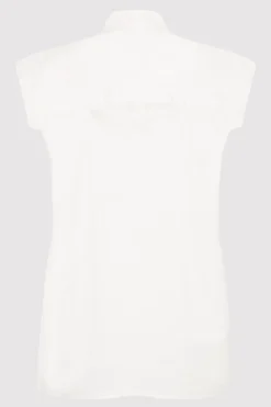 St. Agni Sleeveless Tuck Detail Shirt - White
