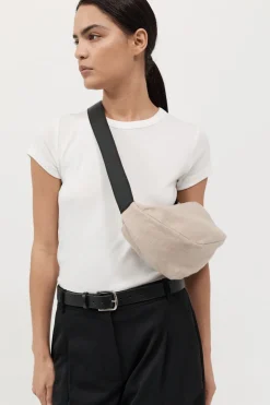 St. Agni Small Linen Crescent Bag - Natural
