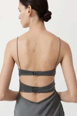 St. Agni Soft Silk Bra Bias Slip - Pewter Grey