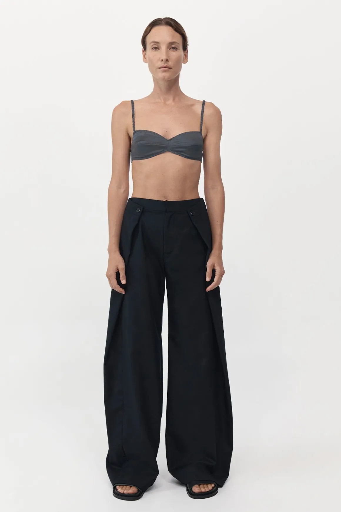 St. Agni Soft Silk Bralette - Washed Black