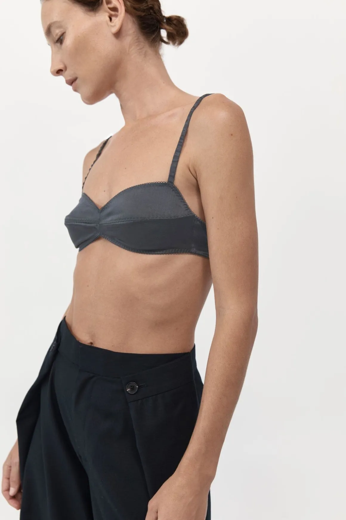 St. Agni Soft Silk Bralette - Washed Black