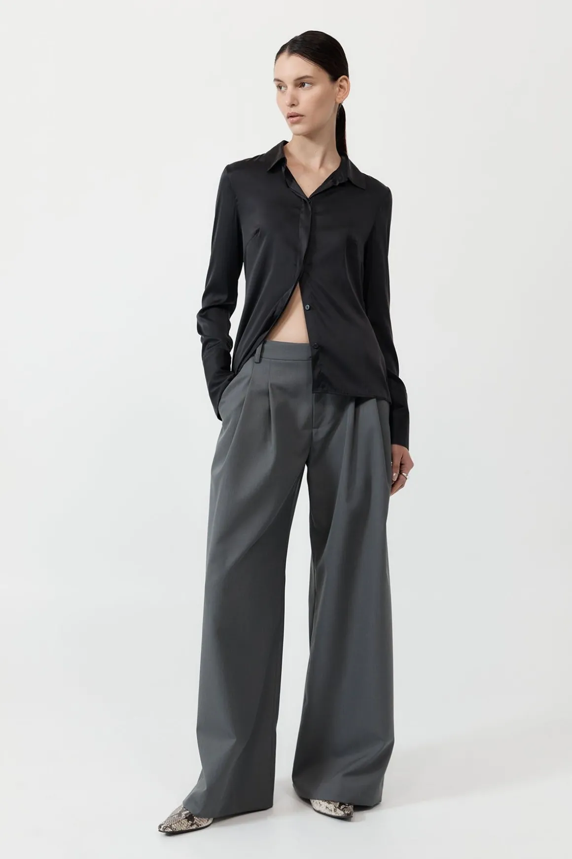 St. Agni Soft Silk Shirt - Black
