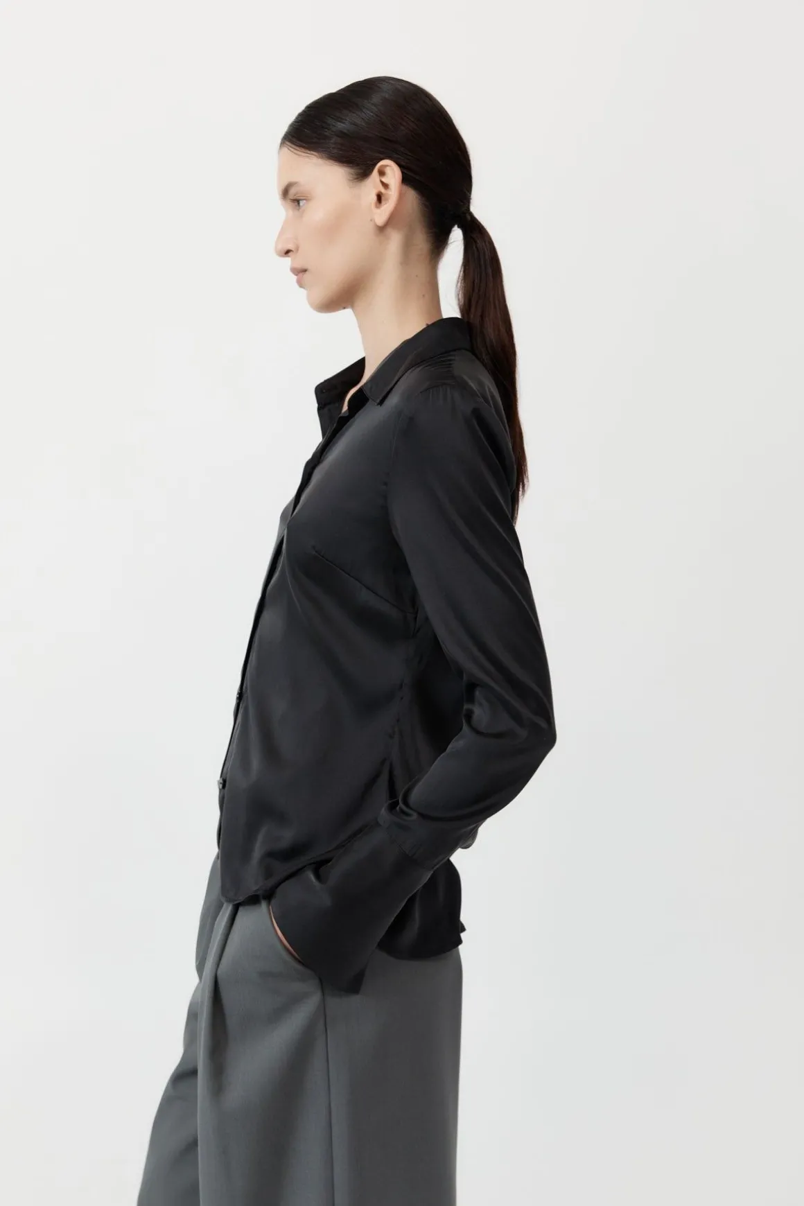 St. Agni Soft Silk Shirt - Black