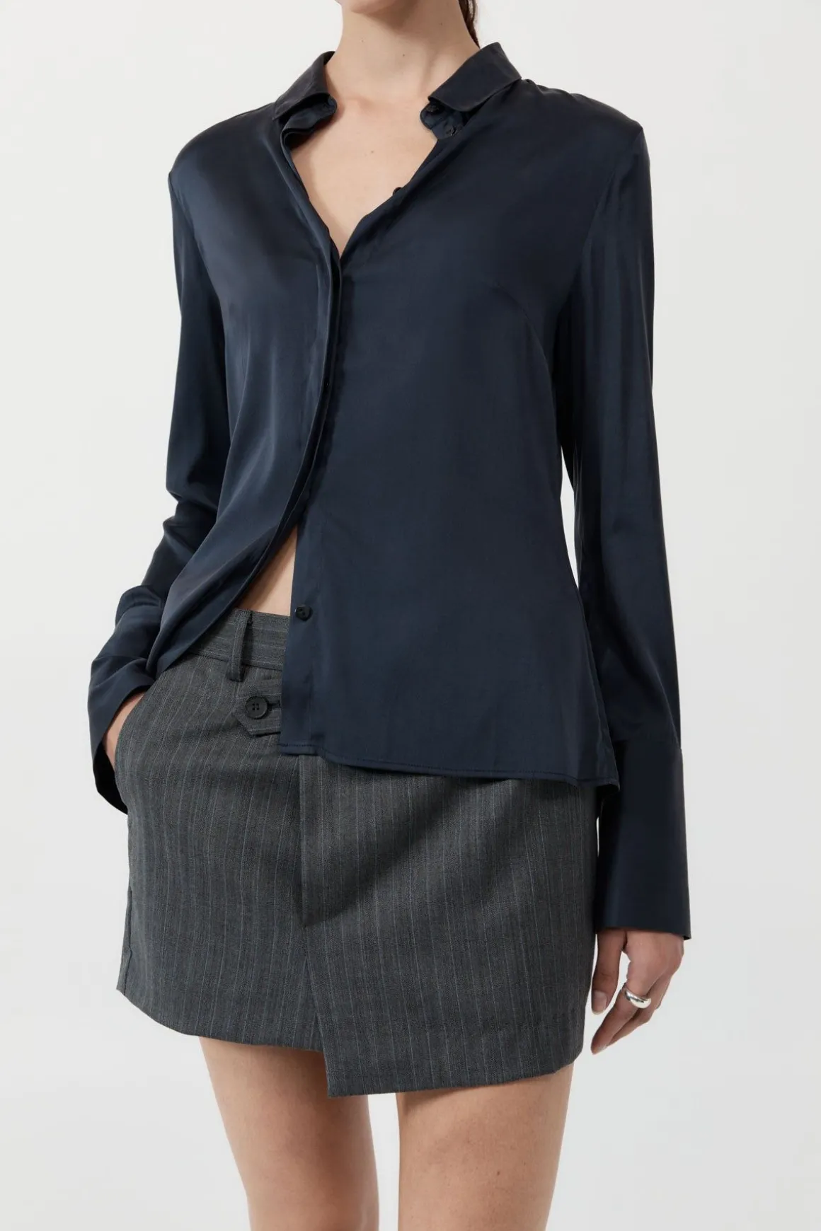 St. Agni Soft Silk Shirt - Inkwell