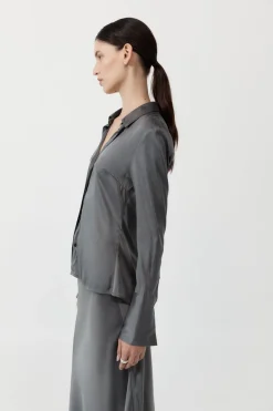 St. Agni Soft Silk Shirt - Pewter Grey