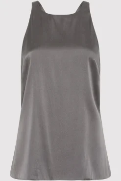 St. Agni Soft Silk Suspender Top - Pewter Grey