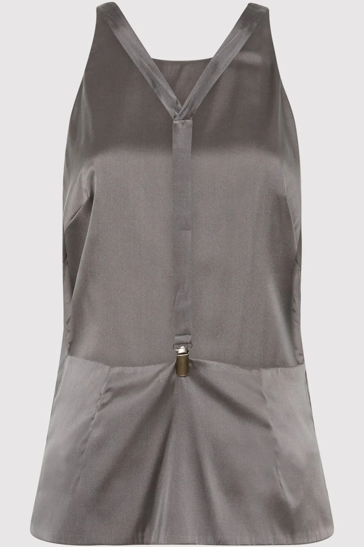 St. Agni Soft Silk Suspender Top - Pewter Grey