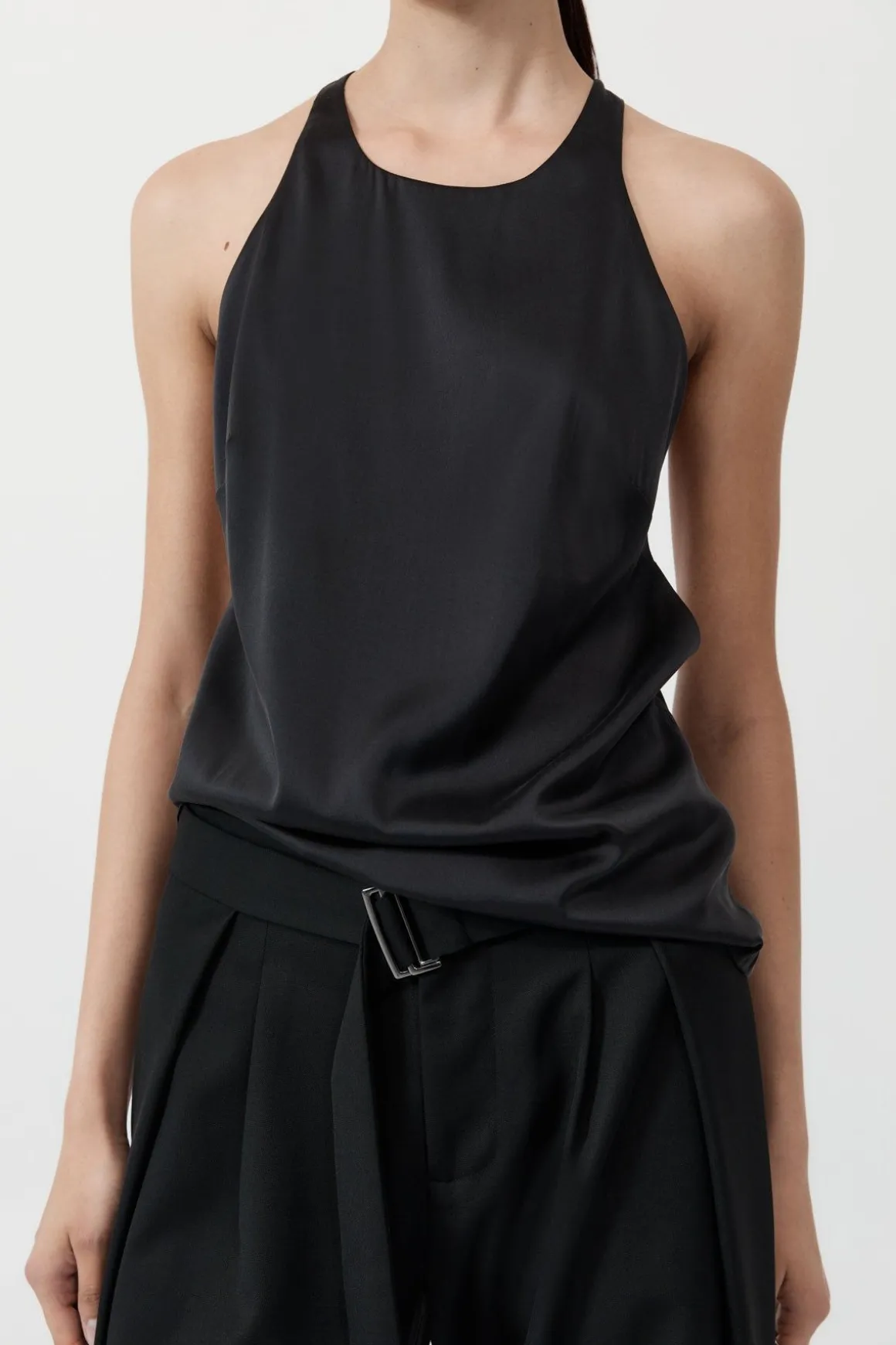St. Agni Soft Silk Suspender Top - Black