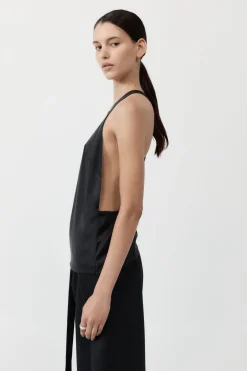 St. Agni Soft Silk Suspender Top - Black