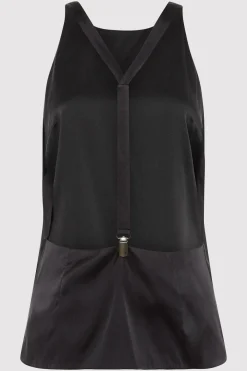 St. Agni Soft Silk Suspender Top - Black