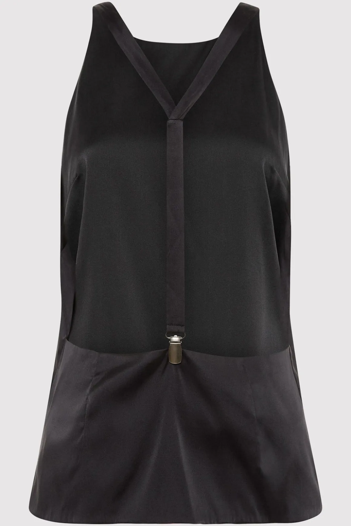 St. Agni Soft Silk Suspender Top - Black
