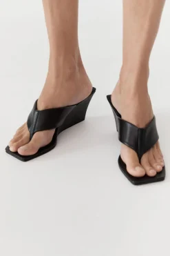 St. Agni Soft Thong Wedge - Black