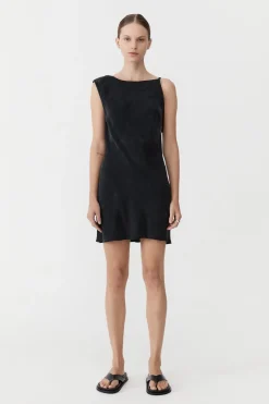 St. Agni Sophia Drape Mini Dress - Washed Black