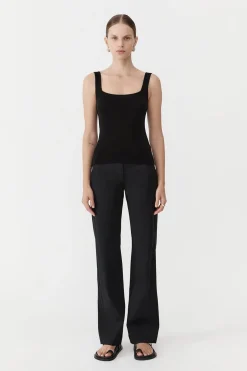 St. Agni Square Neck Knit Singlet - Black