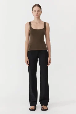 St. Agni Square Neck Knit Singlet - Kelp